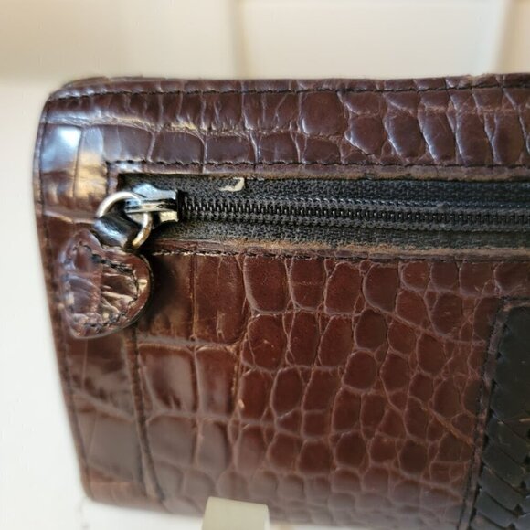 Brighton Dark Brown Leather Check Book Wallet Vintage - Picture 4 of 10